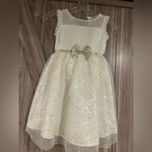 Jona Michelle Girls Dress White Cream Flower Girl Christmas Sz 5
